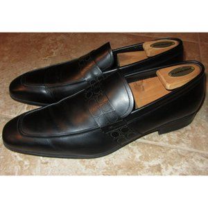 SALVATORE FERRAGAMO Mens Black Leather Penny Loafers Sz 10 D